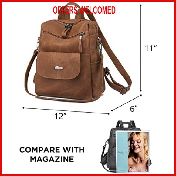 PU Leather Backpack Purse Women's Multipurpose Travel Handbag Shoulder Bag - Picture 4 of 7